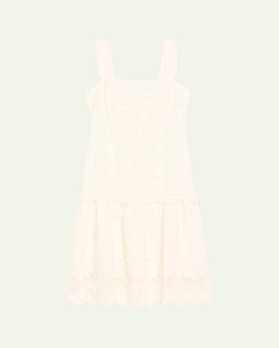 Mona Square-Neck Lace Midi Dress